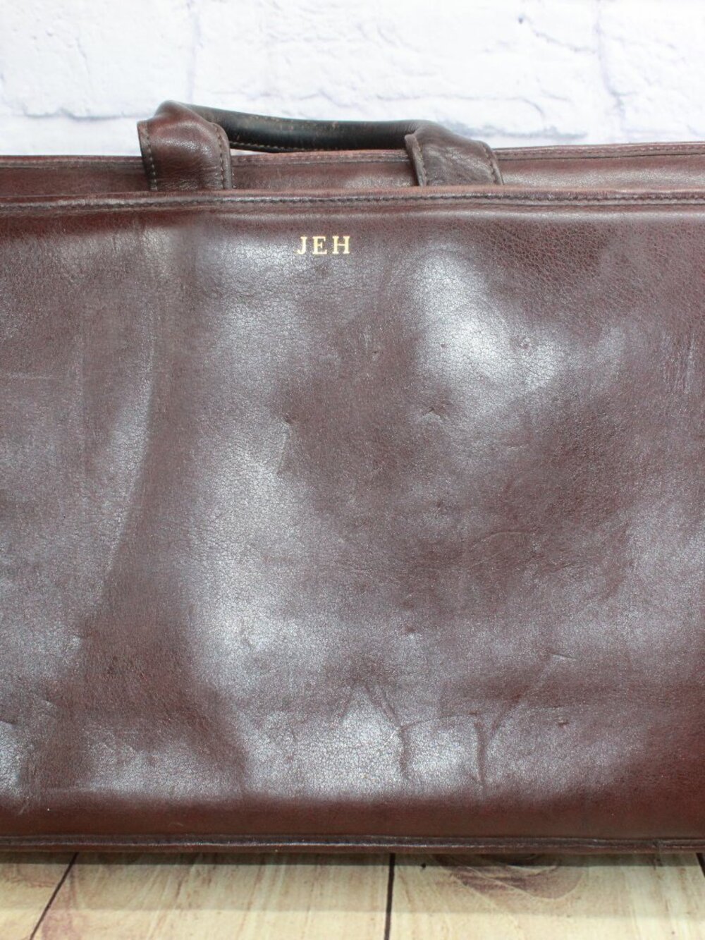 Jack Georges Brown Genuine Leather Triple Compartment Briefcase Messenger Bag